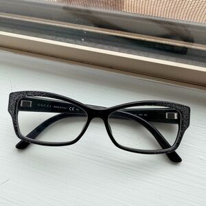 Authentic Gucci Black and glitter Eyewear with Brown Case glasses GG3203